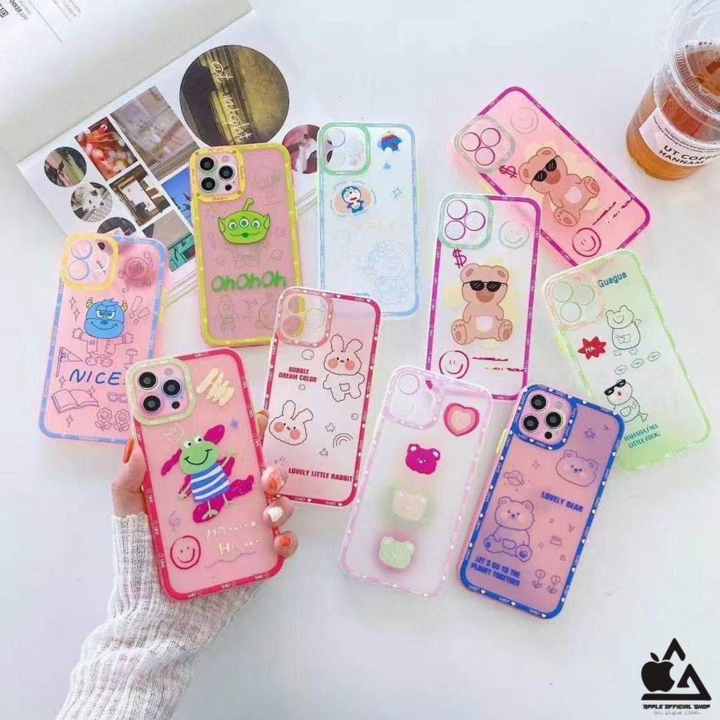 Softcase Motif LUCU Kartun DISNEY iPhone 13 PRO MAX 12 PRO MAX 11 PRO MAX XR X XS Max 7 7+ 8 8+ SE 2 3 With Camera Pelindung Kamera PROTECT Soft Case Cartoon Silikon Jelly Clear