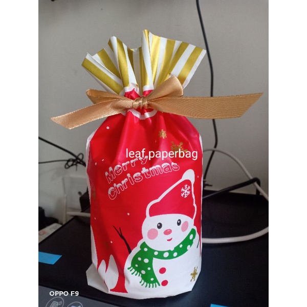 

(5 pcs / 10 pcs ) Kantong serut natal / bingkisan natal anak lucu tahun baru xmas / packaging plastik cookies natal kemasan murah tebal mewah import christmas
