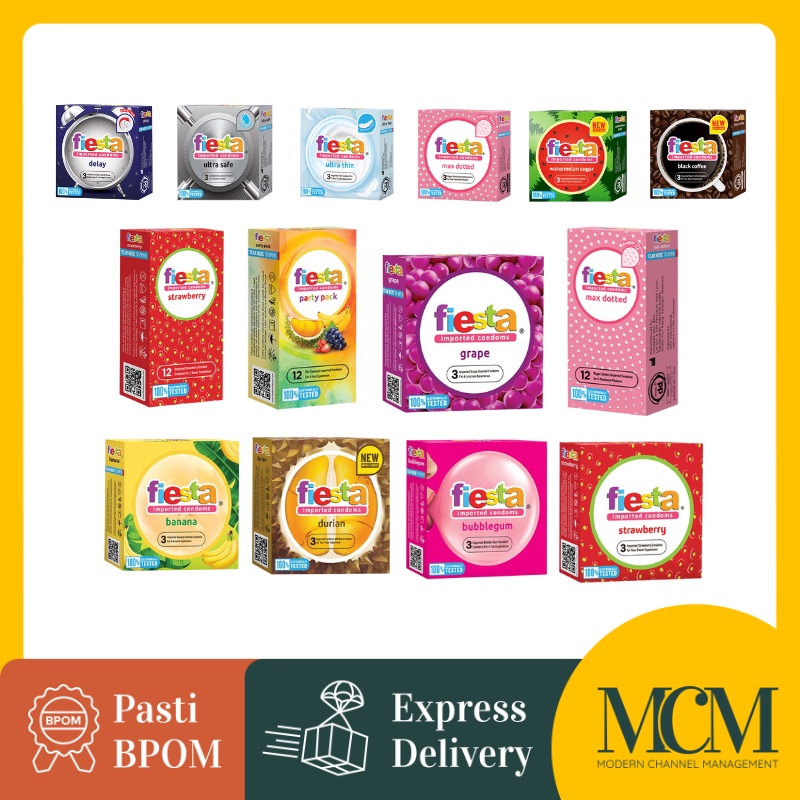 Reydokurniawan Kondom Fiesta - Kondom Black Coffee / Watermelon / Strawberry / Banana / Durian /