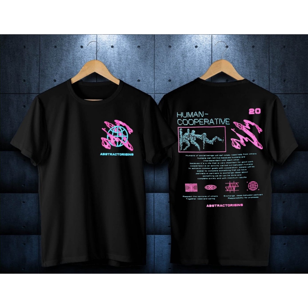 Kaos Pria Cowok Oblong Terbaru Human Coorperative / Kaos Pria / Kaos Abstrak