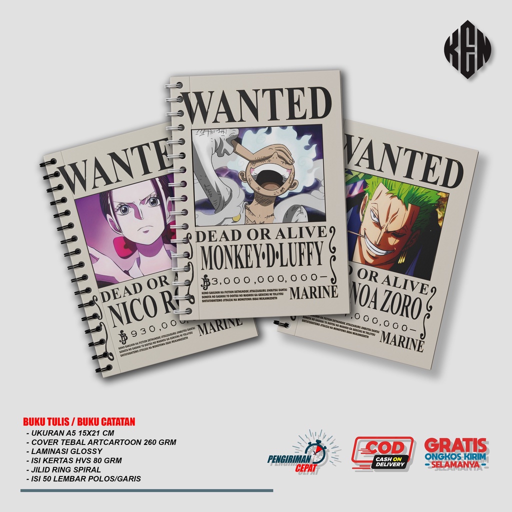 

Pocket Note Anime One Piece Bounty / Buku Tulis Buku Catatan Spiral Mini Pocket Size A6 A5 100 Lembar Notebook One Piece Bounty