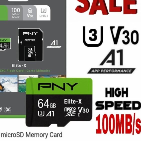 microSD 64GB XC U3 V30 PNY Elite-x 100Mb/s 100% Original