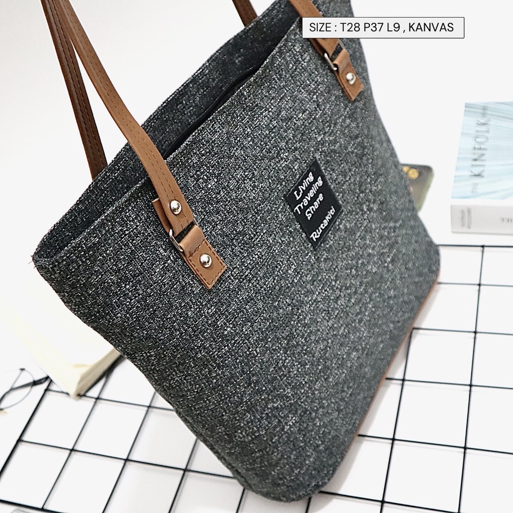 Tas Tote Totebag Kanvas Murah Semarang Motif Daun Simpel Kuliah Kerja Jalan Jalan Bisa COD