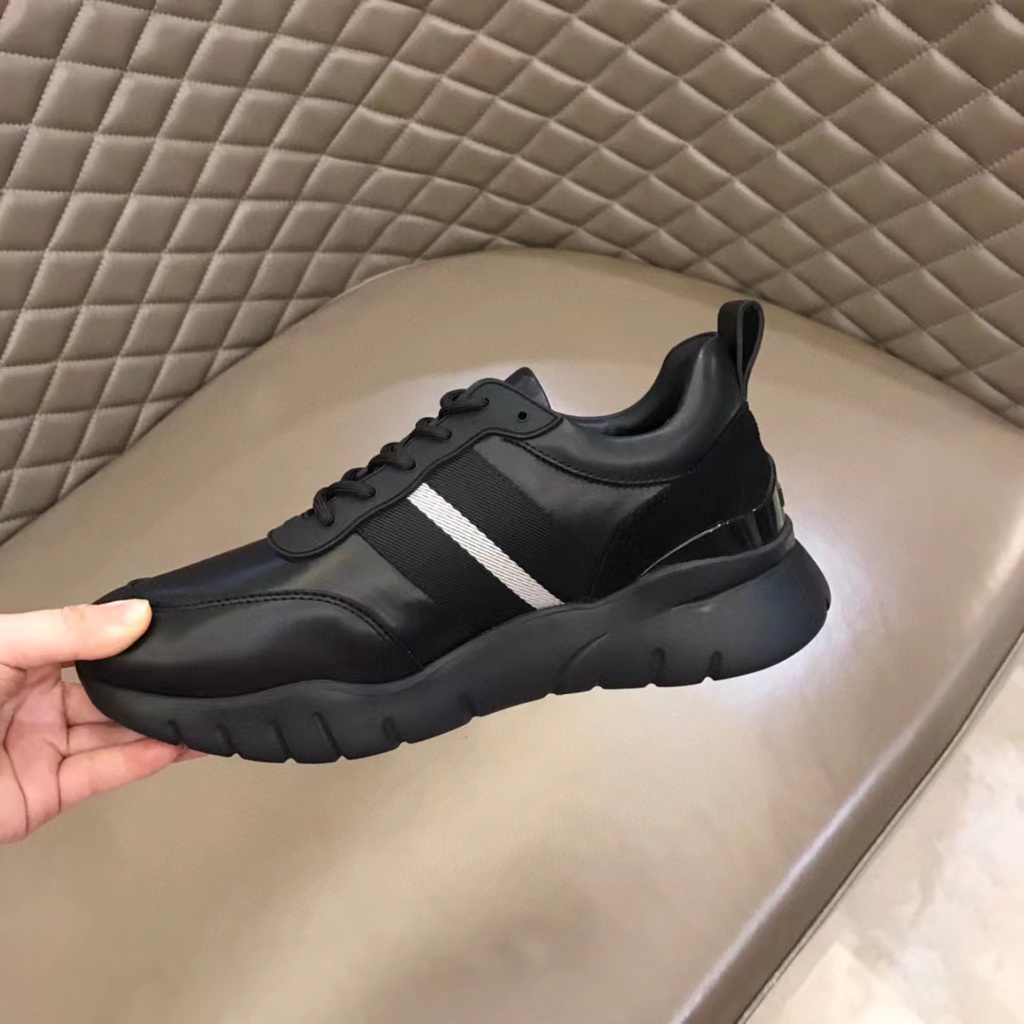 sepatu pria bally strip sneaker cowok hitam men shoes mirror vip p1shoes