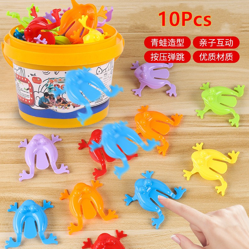 10pcs / Set Mainan Boneka Jari Bentuk Katak Mini Bahan Plastik Untuk Anak / Orang Tua