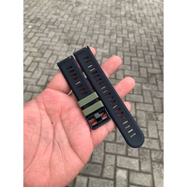 Strap Tali Jam Tangan Silicon smartwatch hijau kombinasi hitam size 20mm