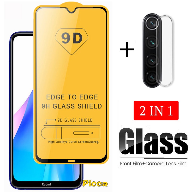 Pelindung Layar Tempered Glass 2 In 1 Untuk Xiaomi Redmi 10 9A 10C 9T 9 9c 8 8a Pro Redmi Note 10 11 Pro Plus 9 9s 10S 9pro 8 9 Note7 Poco M4 M3 Pro X3 Nfc Pelindung Lutut