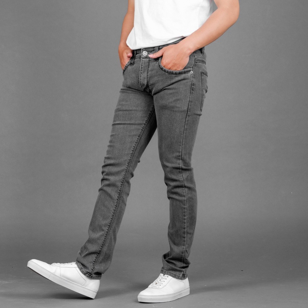 Celana Jeans Panjang Pria Slim fit Denim Hitam Pekat Original Fifteen Denim