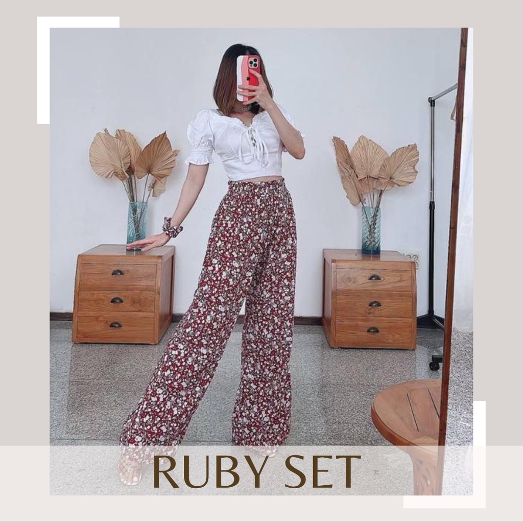 dstcollectionbali | Oneset Setelan Set Ruby by Lucey Brand Baju Pakaian Wanita Celana Panjang Setsex