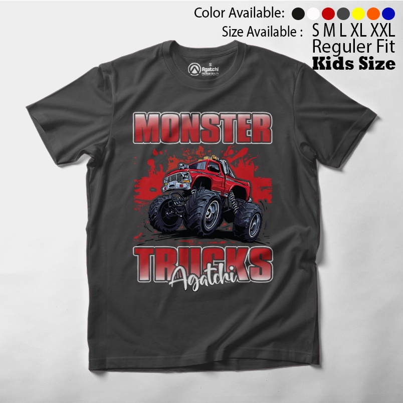 Baju Kaos Atasan Anak Laki - Laki Motif Monster Truck V2