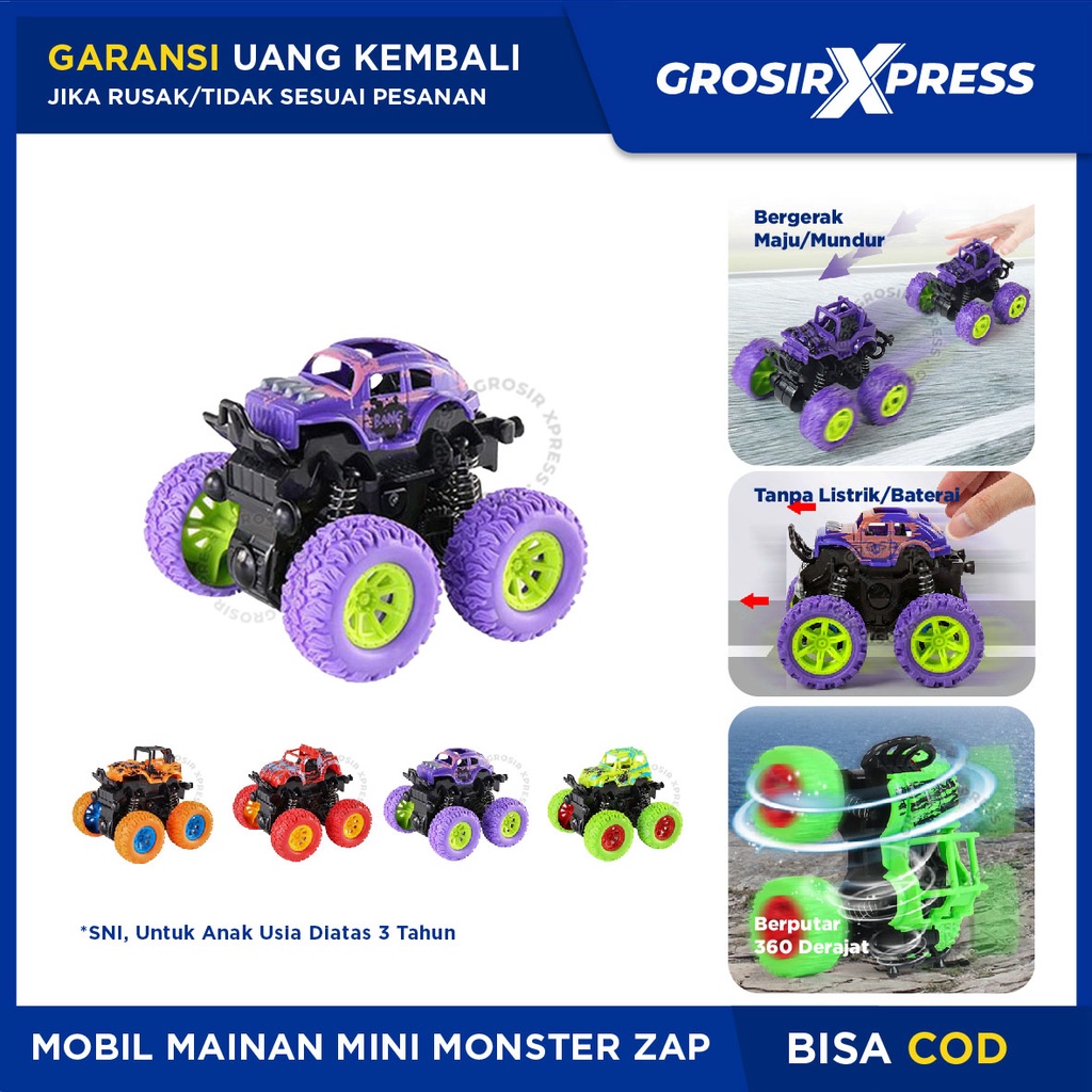 Mobil Mainan Anak Monster Zap Intertial Bigfoot Mobil Jeep offroad Mini Truck Car Jip Toys |GROSIRXPRESS