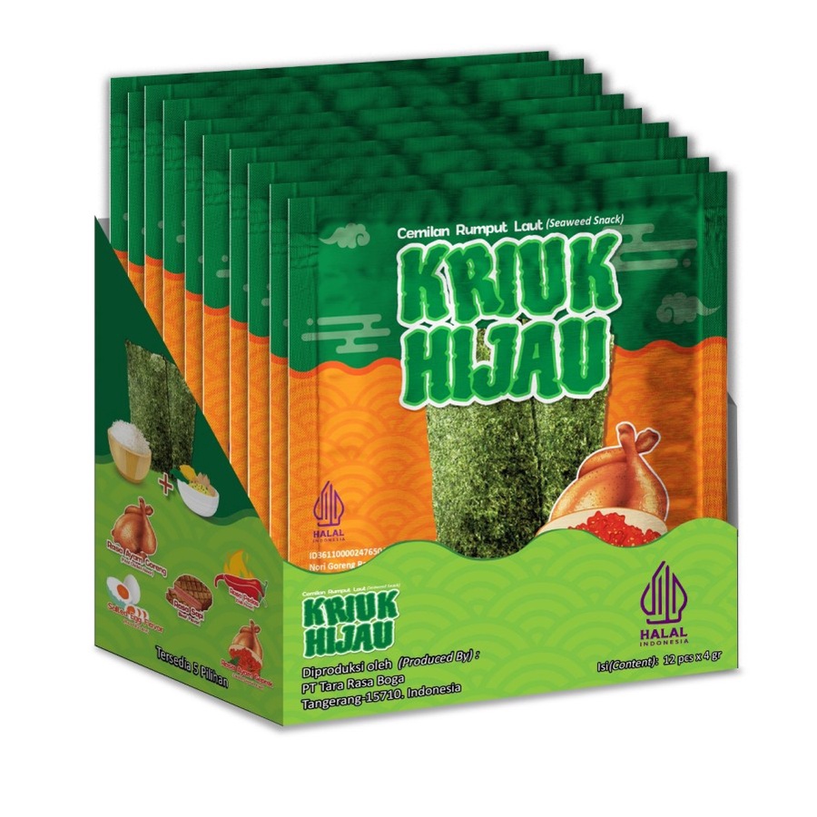 

bGF Rumput Laut Kriuk Hijau 1 Box Isi 12 Sachet