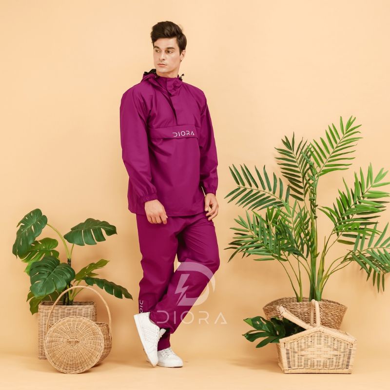 Raincoat DIORA Series Ungu / Jas Hujan Pria Wanita DIORA Original Mantel Hujan Cowok Cewek