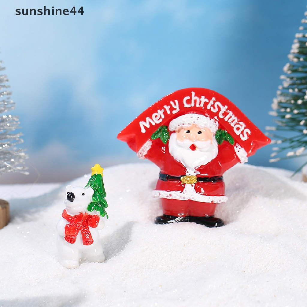 Sunshine 1Pc Ornamen Kartun Santa / Beruang / Penguin Bahan Resin Untuk Dekorasi Lansekap Mikro