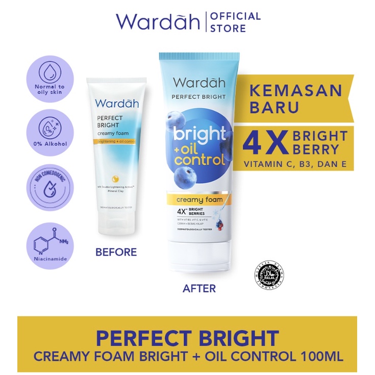 Wardah Perfect Bright Creamy Foam 100 ML [ Kemasaan baru ]