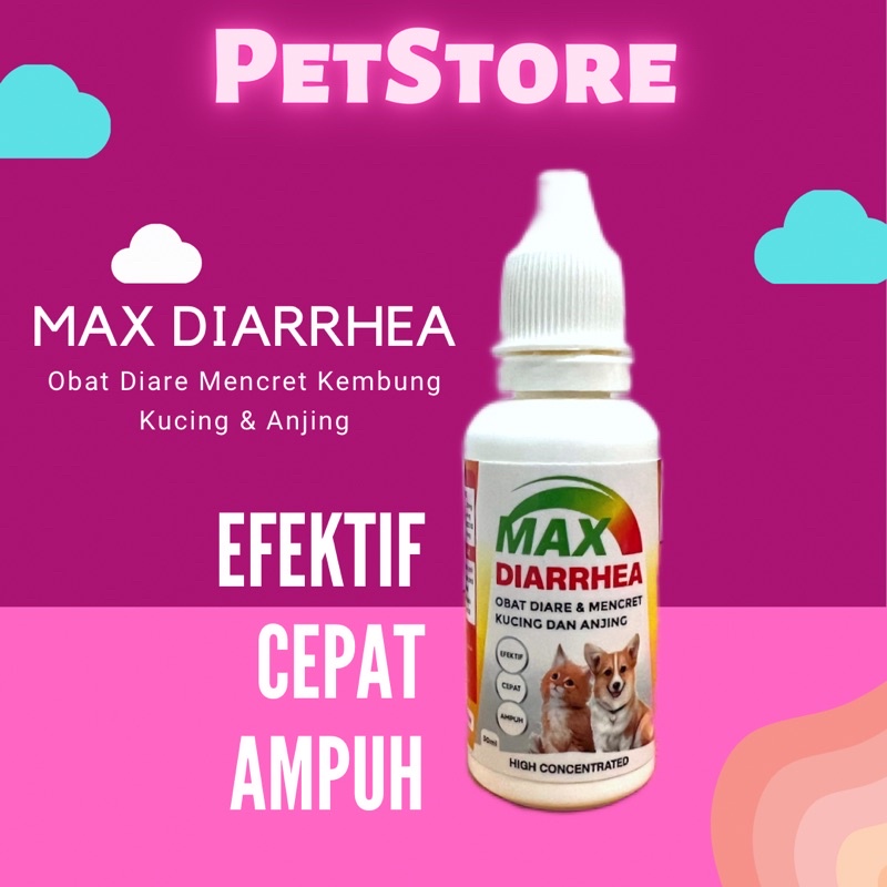 MAX DIARRHEA 30ML Obat Diare Mencret Kembung Kucing Anjing