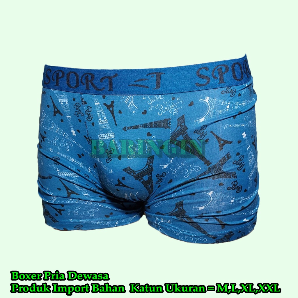 Isi 3 Pcs -Boxer Pria Dewasa-Celana Dalam Pria Bentuk Boxer Bahan catton Ukuran M-XXL