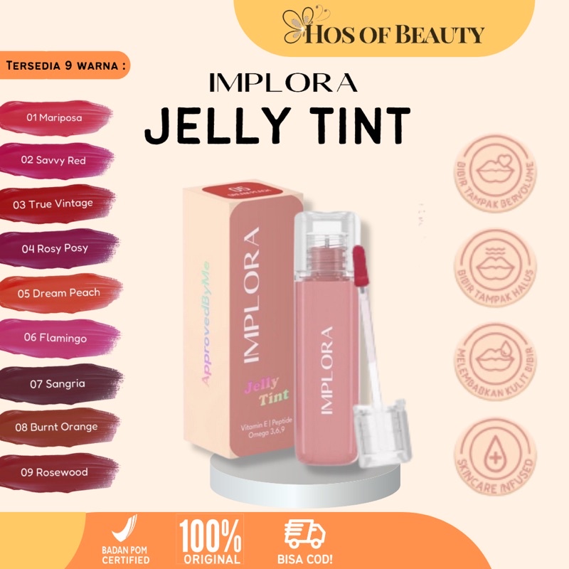 Jual Implora Jelly Lip Tint BPOM Halal Original 5 ML Liptint Waterproof