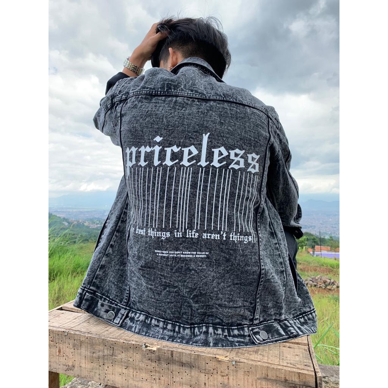 COD Jaket jeans sablon - jaket denim pria wanita - jaket printing sablon plastisol