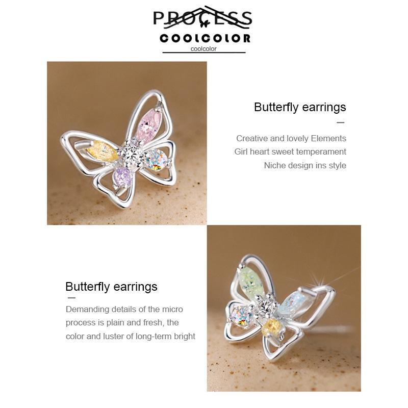 COD❤️925 Anting Kupu-kupu Perak Sterling  Anting Desain Niche Mewah Ringan Musim Panas Wanita  Sederhana- cl