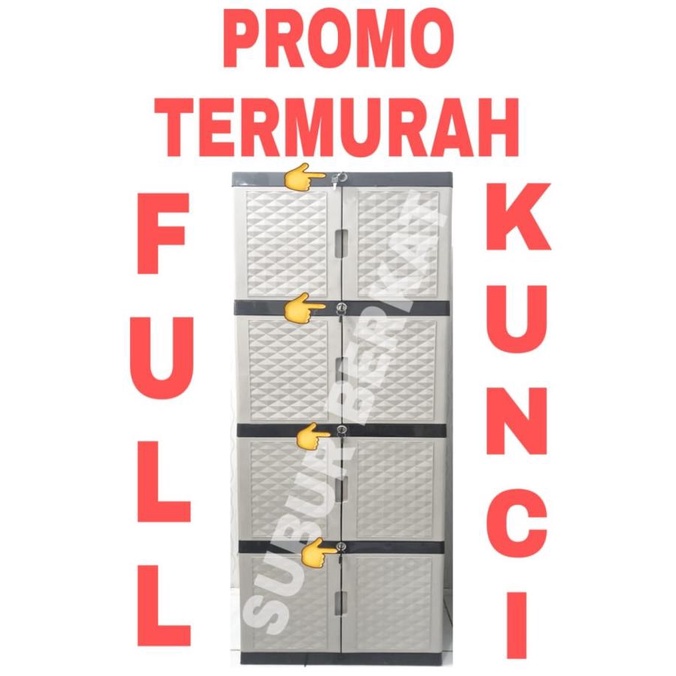 

Lemari Plastik Lemari Pakaian DIAMOND 4 SUSUN KUNCI stock ready