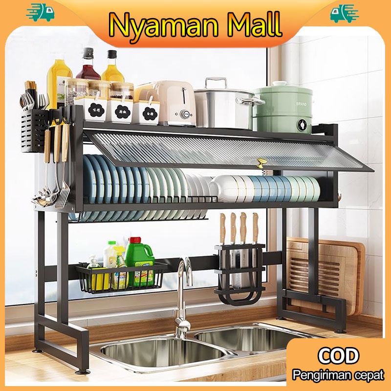 Rak Mesin Rak Wastafel Dapur Dengan Pintu Rak Cuci Piring Multi-fungsi Rak Penyimpanan Multi-layer