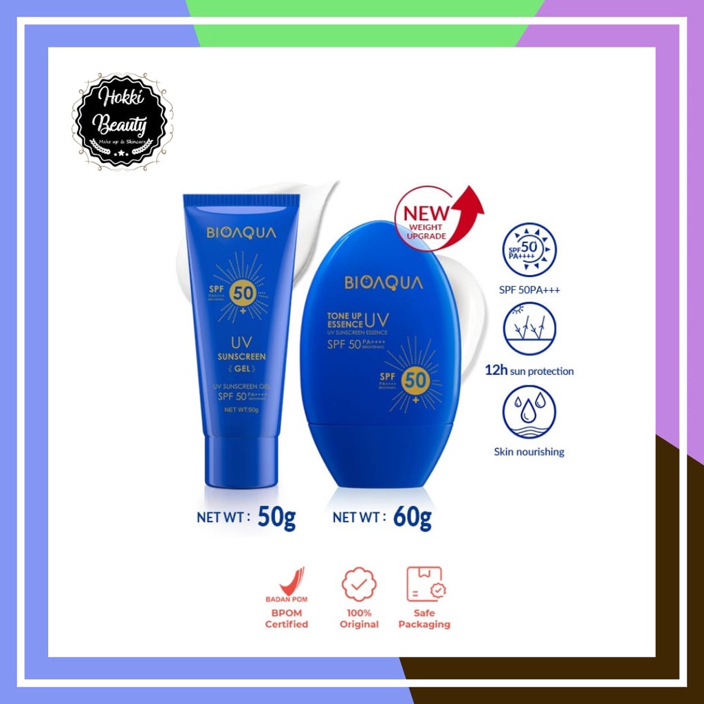 BIOAQUA Sunscreen SPF 50 PA ++++ Sunscreen Gel 50g Sunblock Wajah 12H Sun Protection 0% Alkohol, Waterproof UV Spot-proof - SUNSCREEN ESSENCE TUNE UP 60GR