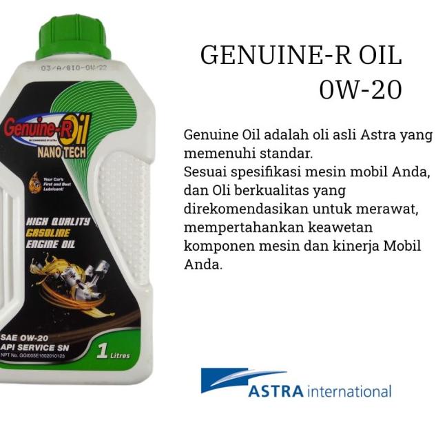 Oli Mesin Daihatsu Astra Genuine R Oil NANO TECH SAE 0W-20 API SN