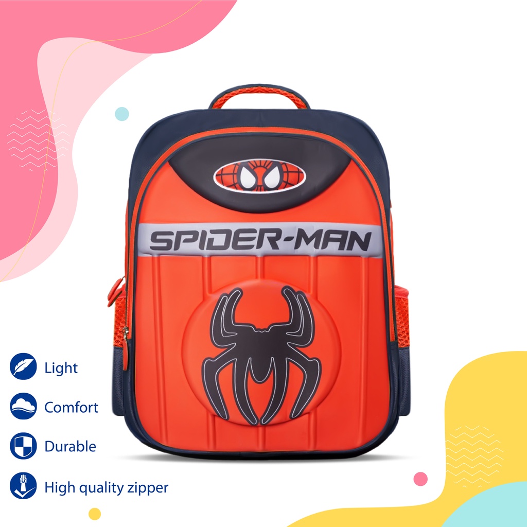 Newtonkids - Tas Ransel Sekolah Embos Super Hero/Tas Sekolah Anak TK-SD/Ransel Anak Karakter/Tas Ransel Batok/Tas Ransel Sekolah Import