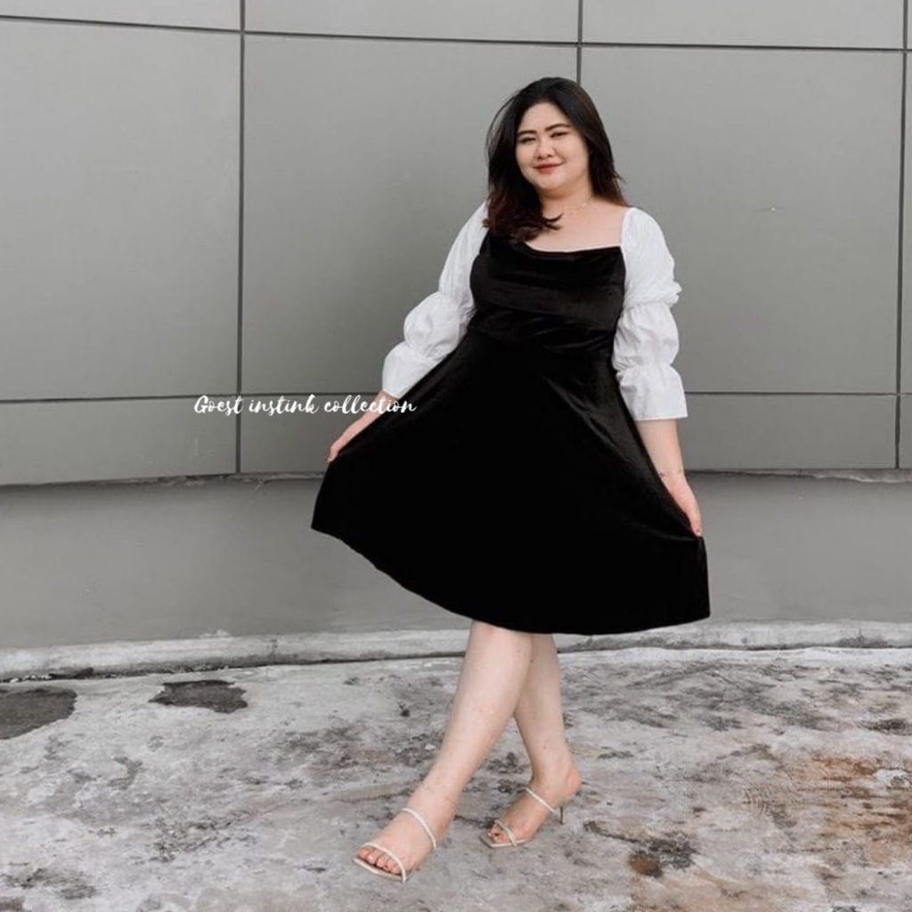 Big Size Dress Gempi Dress Korea Style Dress Lengan Panjang Jumbo