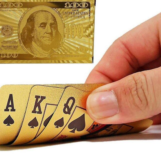 

Kartu Permainan Poker(Remi)Lapis Emas 24k/Kartu Plastik Lapis Foilemas