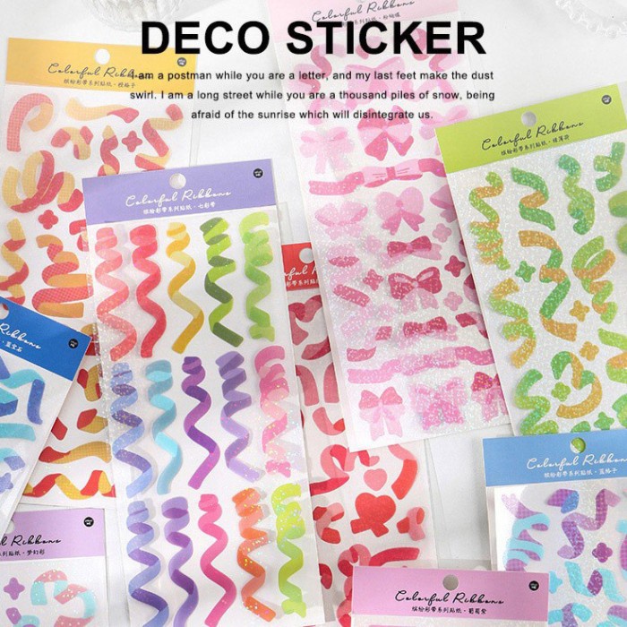 

Sticker Label Decorative Colorful Ribbon DIY Deco Stiker Scrapbook Diary Jurnal Agenda Polaroid Hologram