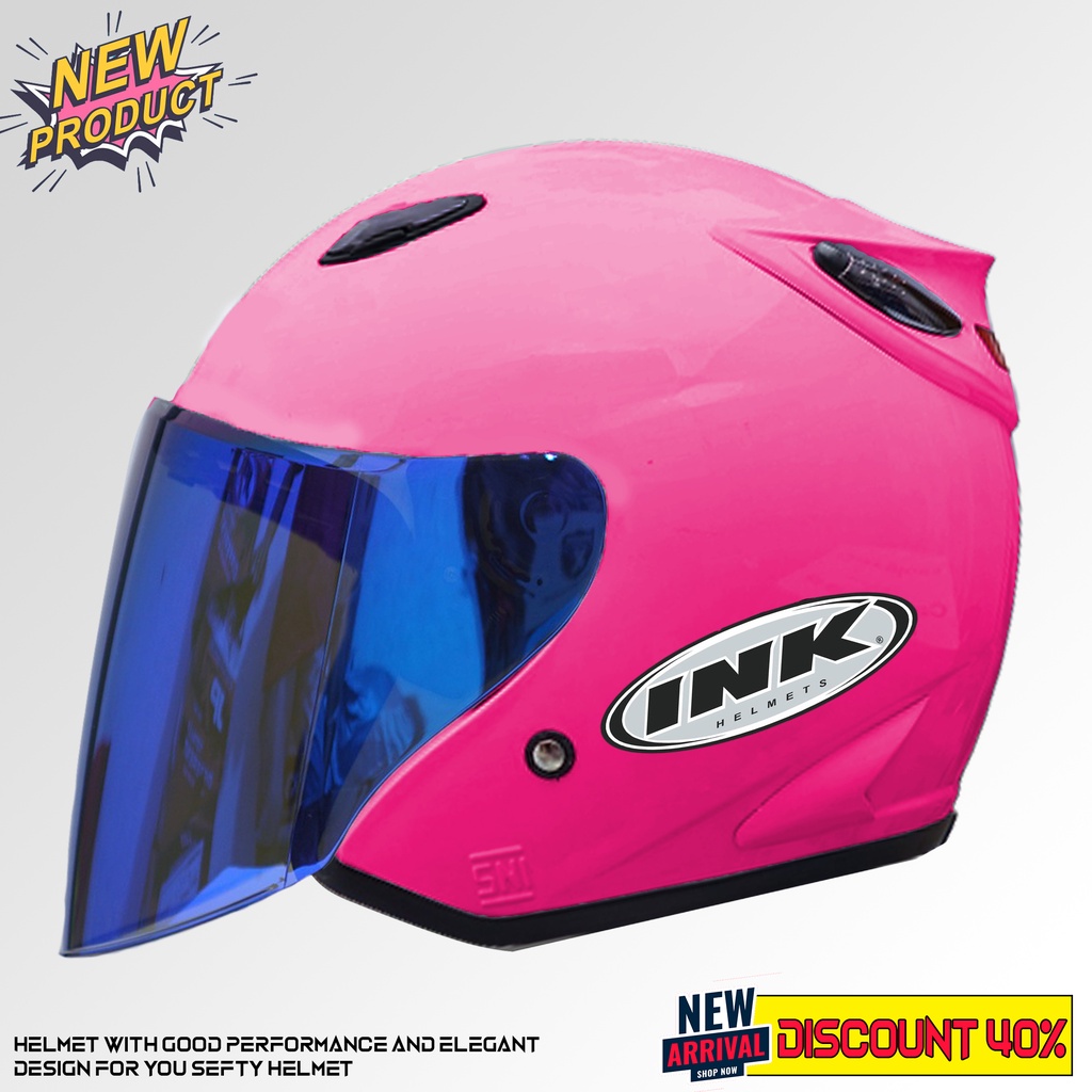 Helm Half Face INK CENTRO KW Gorilla Grey Kaca Venom Flat Blue Untuk Pria Dan Wanita Dewasa Free Packing BOX COD