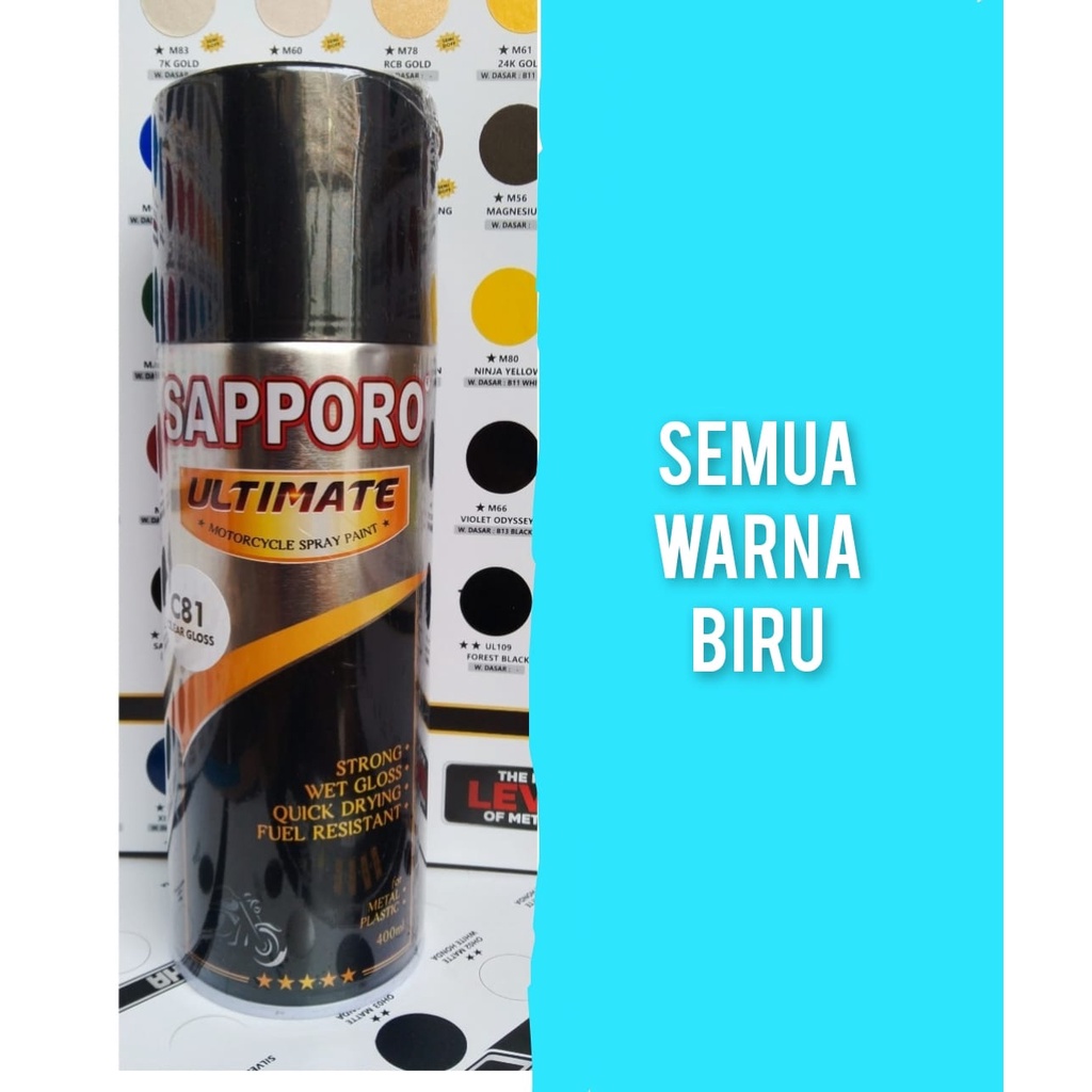 pilok pilox cat semprot cat spray sapporo ultimate 400ml varian biru blue biru muda biru gelap biru vandydashboard blue biru doff subaru blue