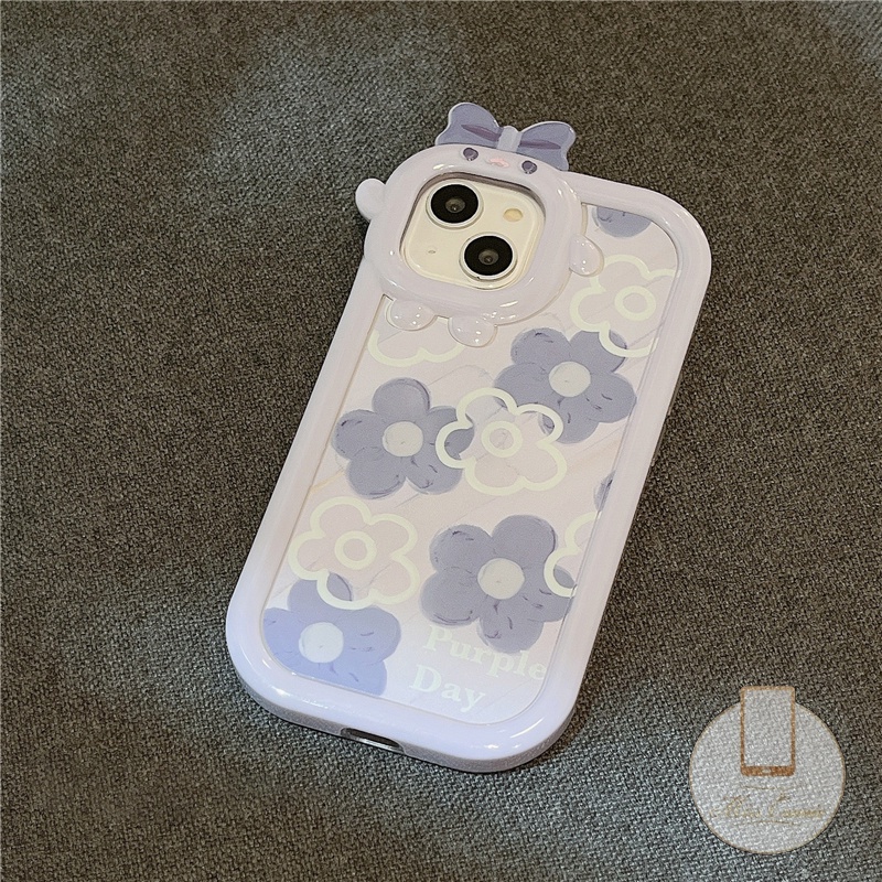 Redmi 9A 10A 9 A1 A1+9C 9T 9C NFC 10C 10A 3D Bow Little Monster Lens Case Redmi Note 11 11s 10 9 8 11Pro+9Pro Fresh Flower Shockproof Glossy Anti Pecah Lembut TPU Casing Penutup Belakang