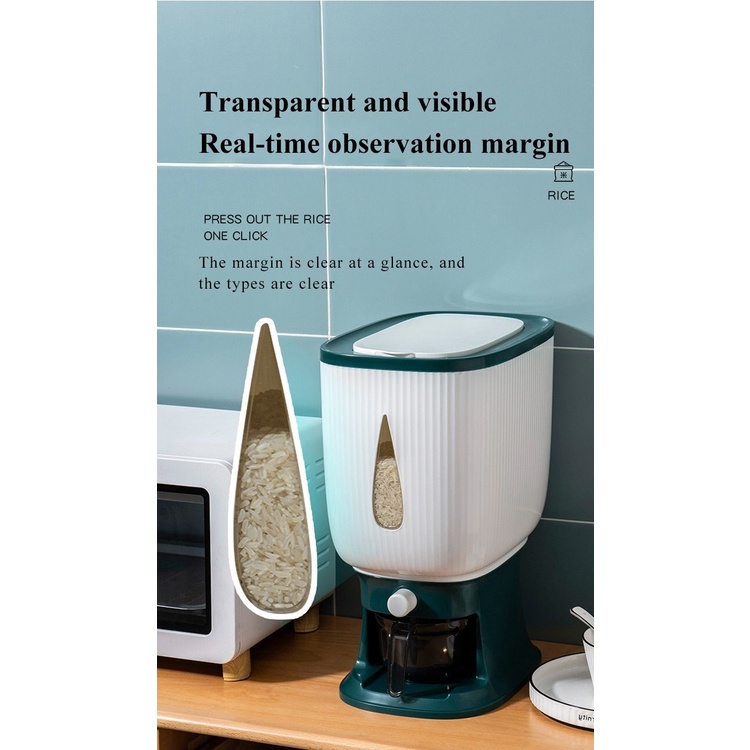 Dispenser Beras Modern 10KG Otomatis Rice Box Food Grade Tempat Penyimpanan Beras/kacang-kacangan Wadah Pengering Berkualitas