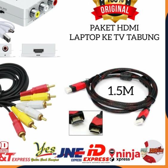 KABEL HDMI TO RCA LAPTOP KE TV TABUNG CONVERTER MINI BOX HDMI TO RCA
