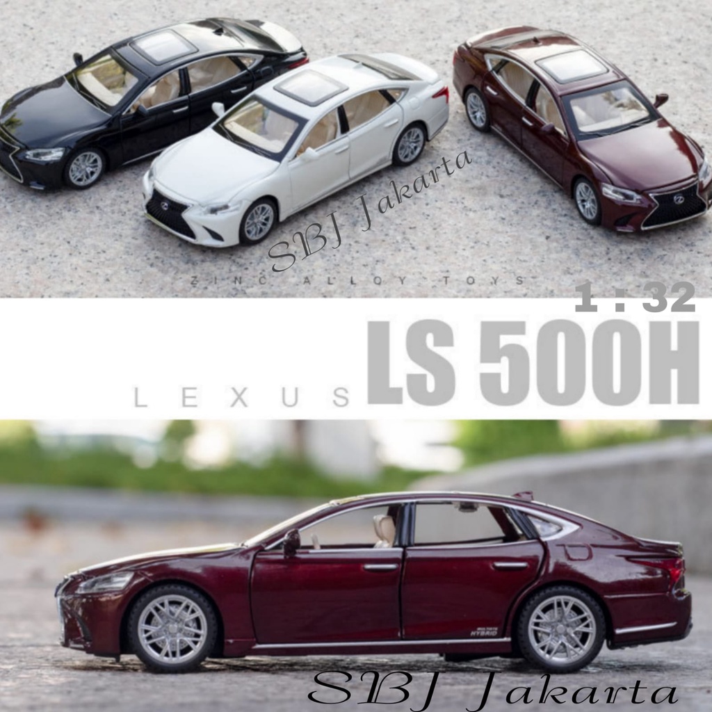 Diecast miniatur mobil LEXUS LS500H Metas Series skala 1 : 32 logo bercahaya