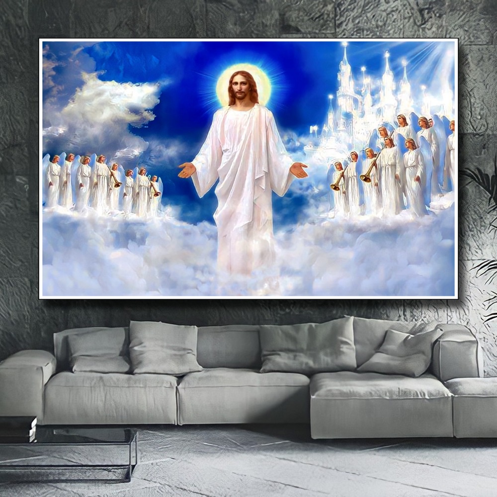 Hiasan Dinding Poster Gambar Tuhan Yesus  Xtra Jumbo Besar Best seller Ukuran 100x70cm 150x100cm 200