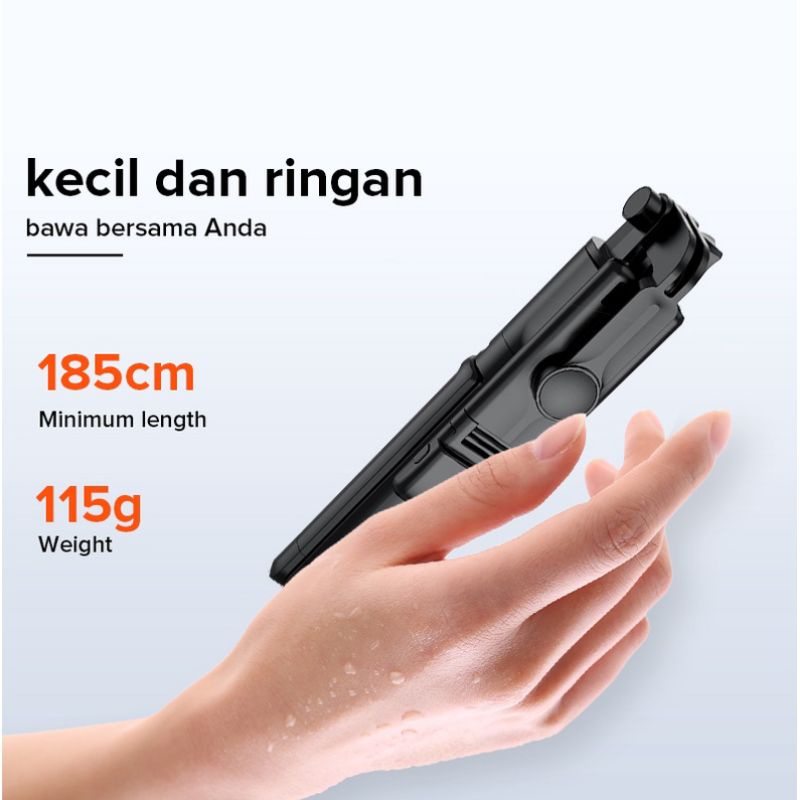 SAIIASTORE Tongsis-Tripod-remot-selfie 4in 1 stick dengan lampu LED paket paket lengkap, banyak fungsi