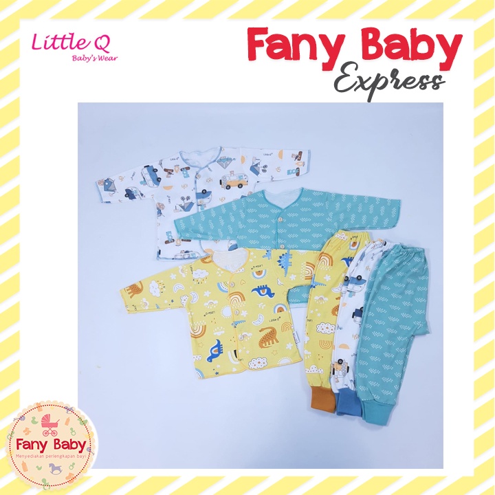 LITTLE QUEEN SETELAN BAJU PANJANG &amp; CELANA RIB PRINT NB RANDOM