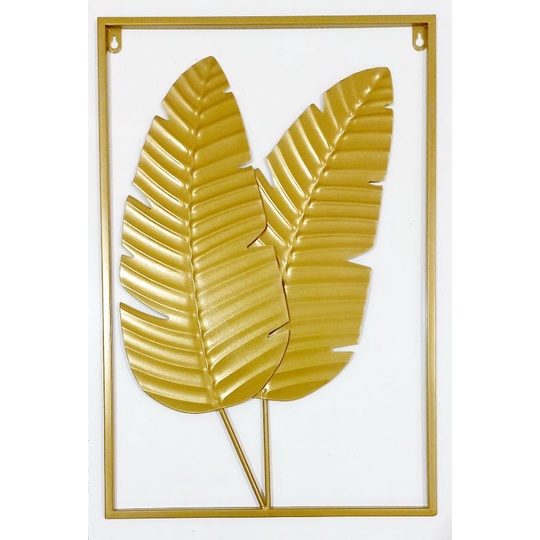 Golden Iron Leaf Wall Decoration / Dekorasi Daun Emas Kuningan / Pajangan Daun Emas Logam Klasik