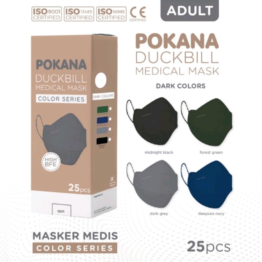 POKANA Duckbill 4 -ply Earloop Medical Face Mask - Box isi 25 pcs