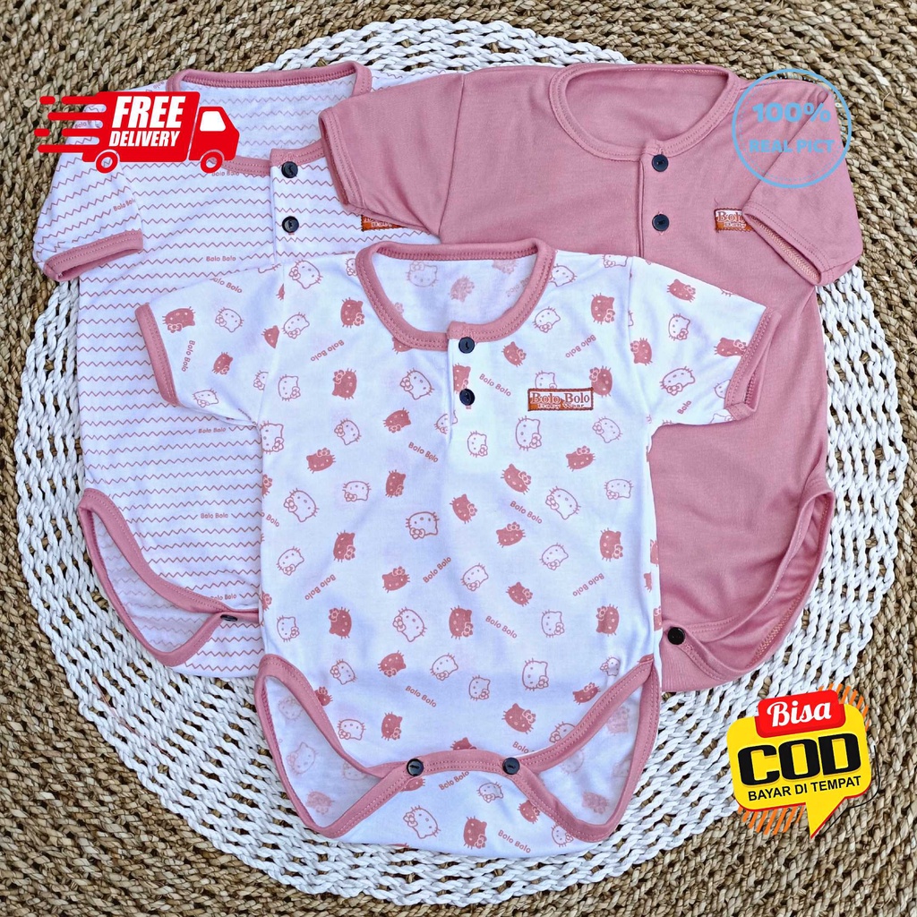 SALE 7.7 Serian Dusty - 3 pcs Jumper Bayi PINK DUSTY SERIES 0 sd 6 Bulan merk SNI Bolo - Bolo