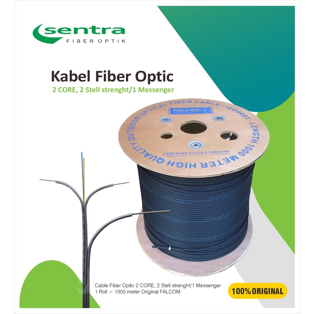 Jual Kabel Fiber Optik Dropcore 2 CORE 3 seling 1 roll 1000 meter