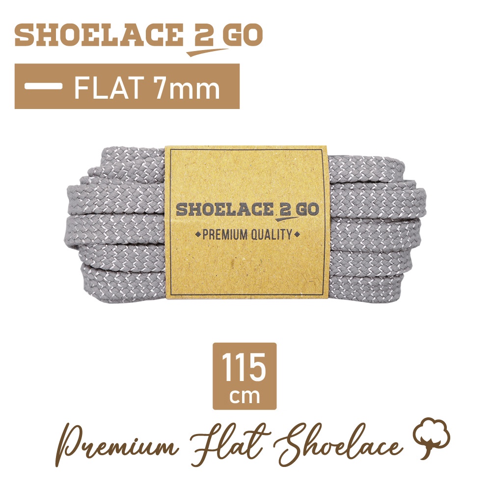 SHOELACE 2 GO PREMIUM TALI SEPATU GEPENG PIPIH FLAT E1A - GREY - 115CM