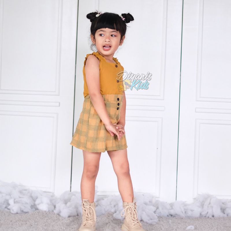 SET TARTANIA-One set rok tartan dan atasan/setelan rok tartan dan atasan anak perempuan