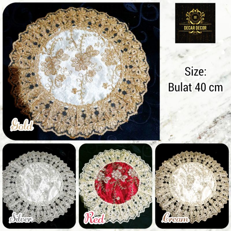 Taplak Meja Vas Bulat 40 Cm Taplak Bordir Bulat Kecil
