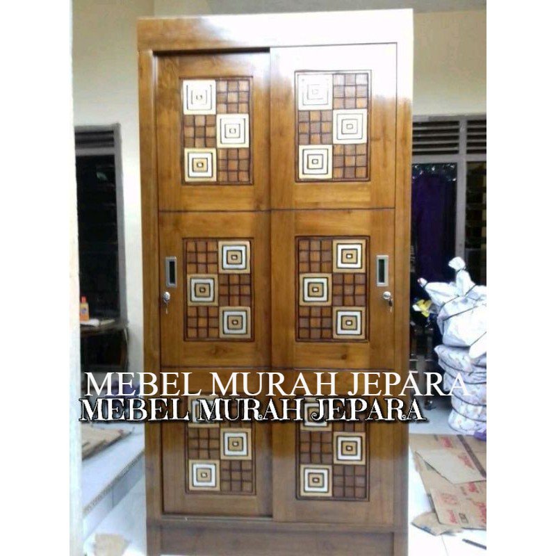 lemari pakaian sliding minimalis jati jepara, lemari pakaian mebl jepara