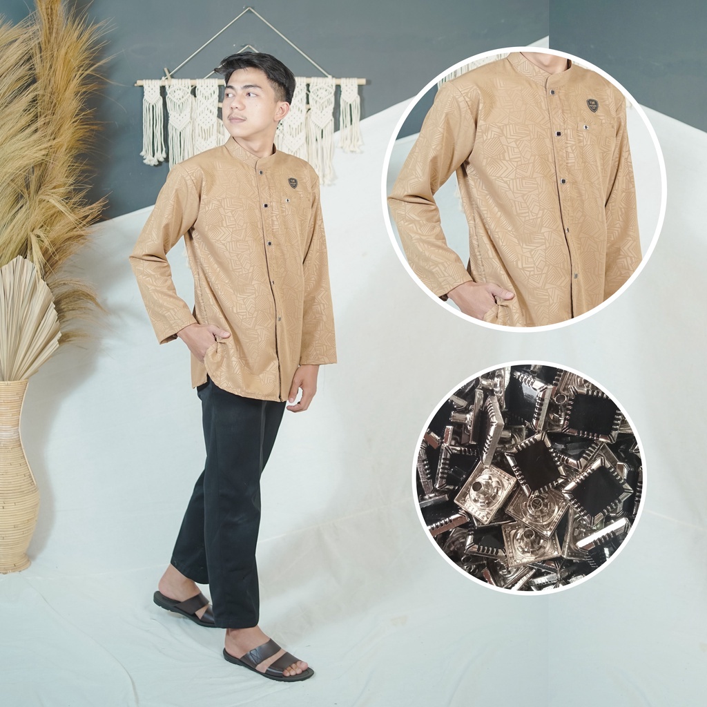 El-fajar / koko embos model lengan panjang motif terbaru pria dewasa baju koko embos katun